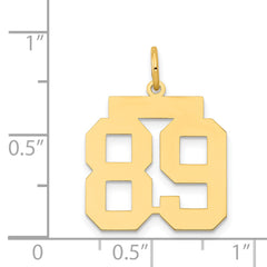 14K Gold Polished Number 89 Charm with Laser Cut Design Medium Size