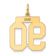 14K Gold Polished Number 90 Charm with Laser Cut Design