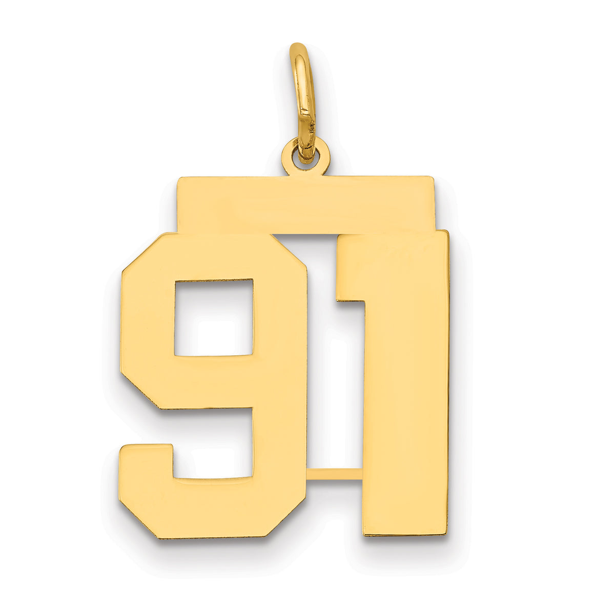 14k Medium Polished Number 91 Charm