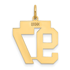 14K Gold Number 97 Charm with Polished Finish Medium Size Laser Cut Design