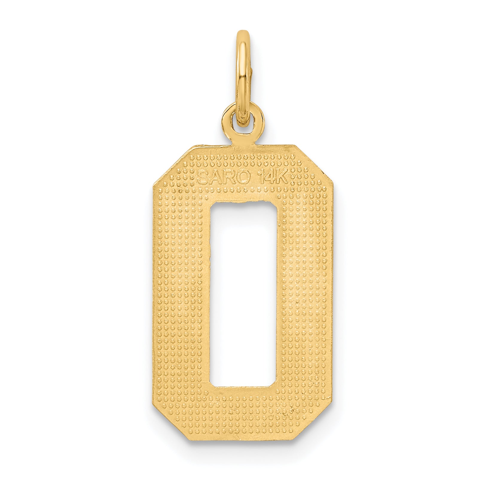 14K Gold Large Brushed Diamond-Cut Number 0 Charm