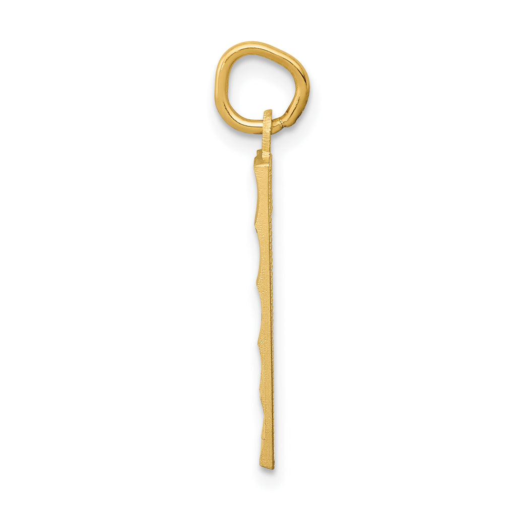 14K Gold Brushed Diamond-Cut Number 1 Charm  Large and Elegant