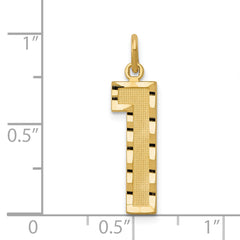 14K Gold Brushed Diamond-Cut Number 1 Charm  Large and Elegant