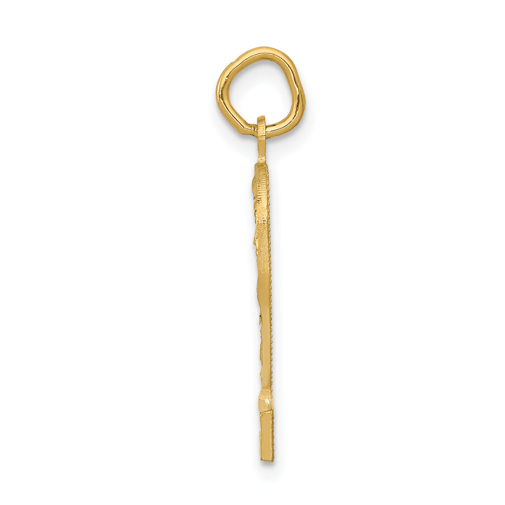 14K Gold Large Brushed Diamond-Cut Number 2 Charm Elegant and Themed Design