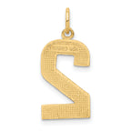 14K Gold Large Brushed Diamond-Cut Number 2 Charm Elegant and Themed Design