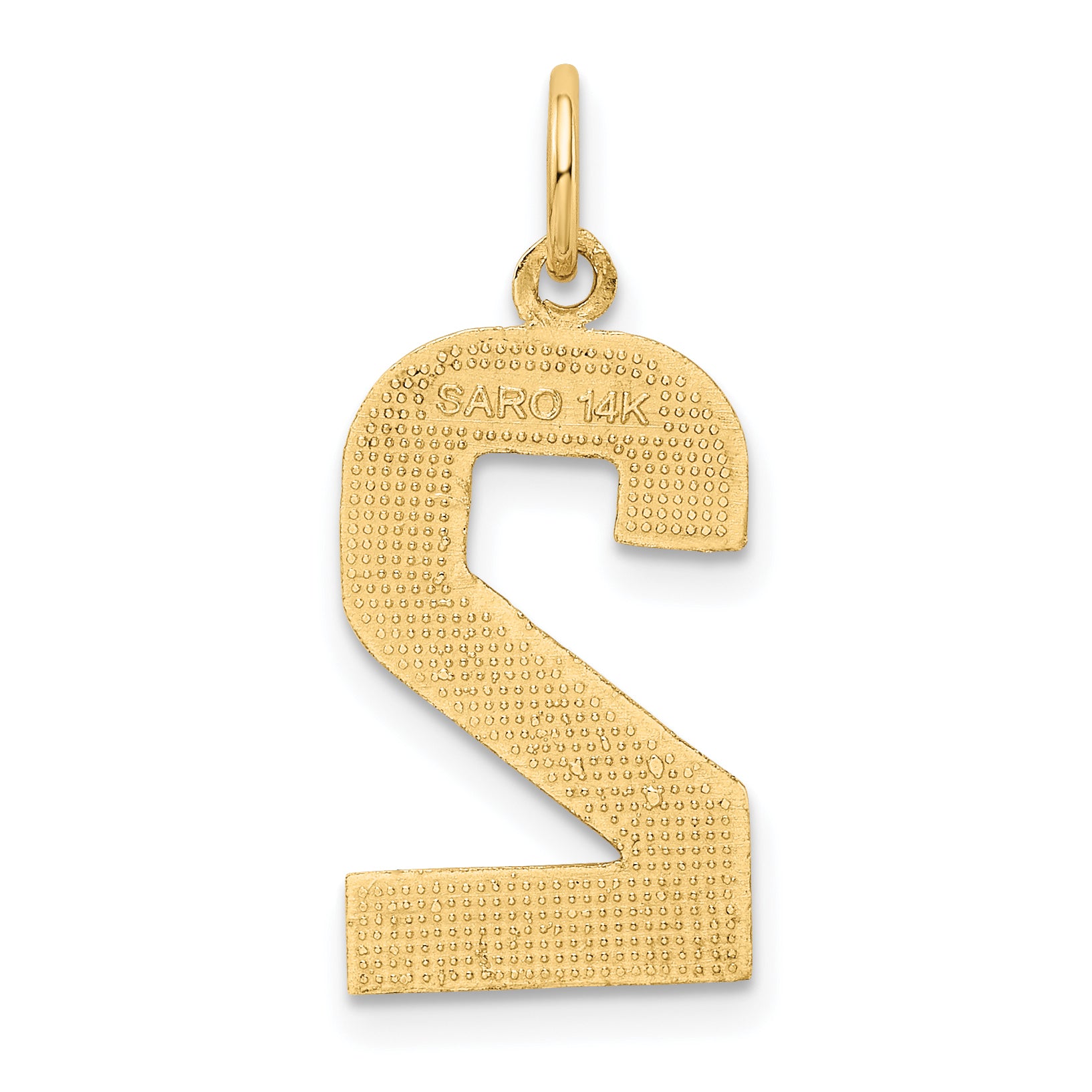 14K Gold Large Brushed Diamond-Cut Number 2 Charm Elegant and Themed Design
