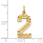 14K Gold Large Brushed Diamond-Cut Number 2 Charm Elegant and Themed Design
