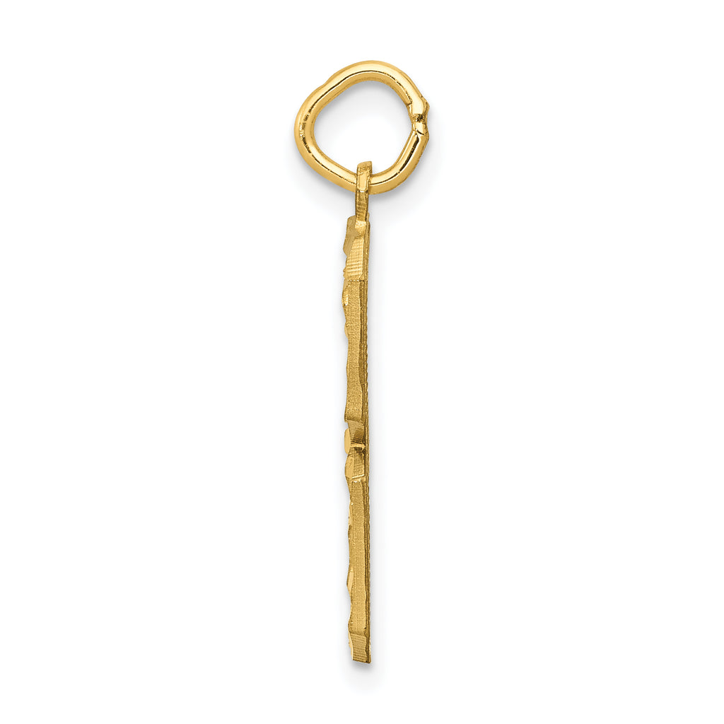 14K Gold Large Brushed Diamond-Cut Number 3 Charm  Elegant Statement Piece