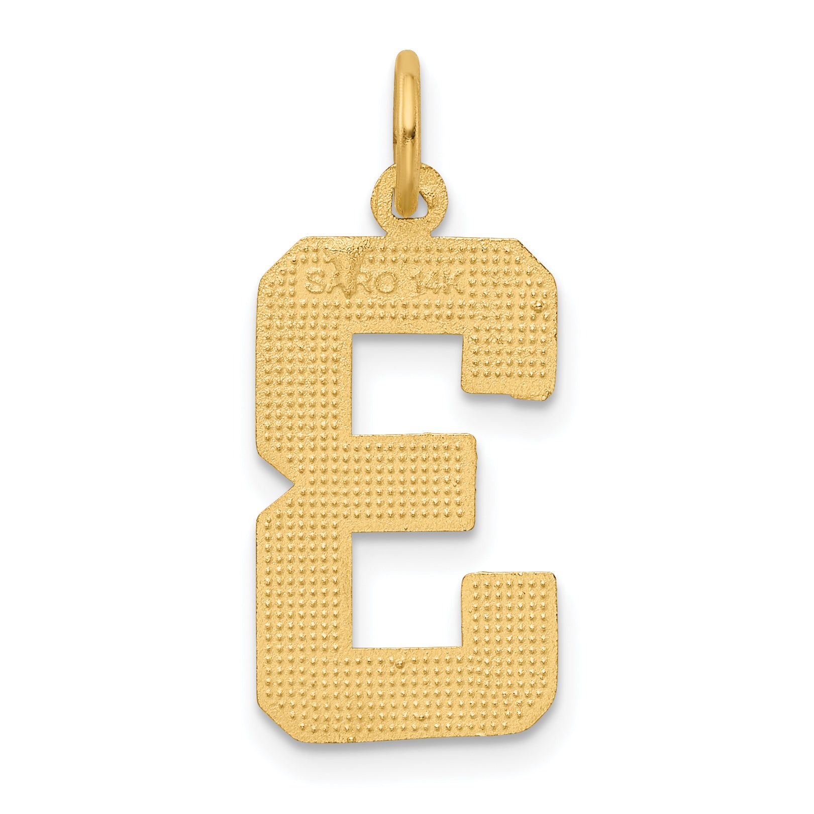 14K Gold Large Brushed Diamond-Cut Number 3 Charm  Elegant Statement Piece