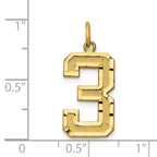14K Gold Large Brushed Diamond-Cut Number 3 Charm  Elegant Statement Piece