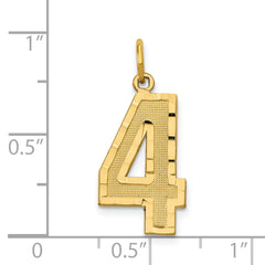 14k Large Brushed Diamond-cut Number 4 Charm