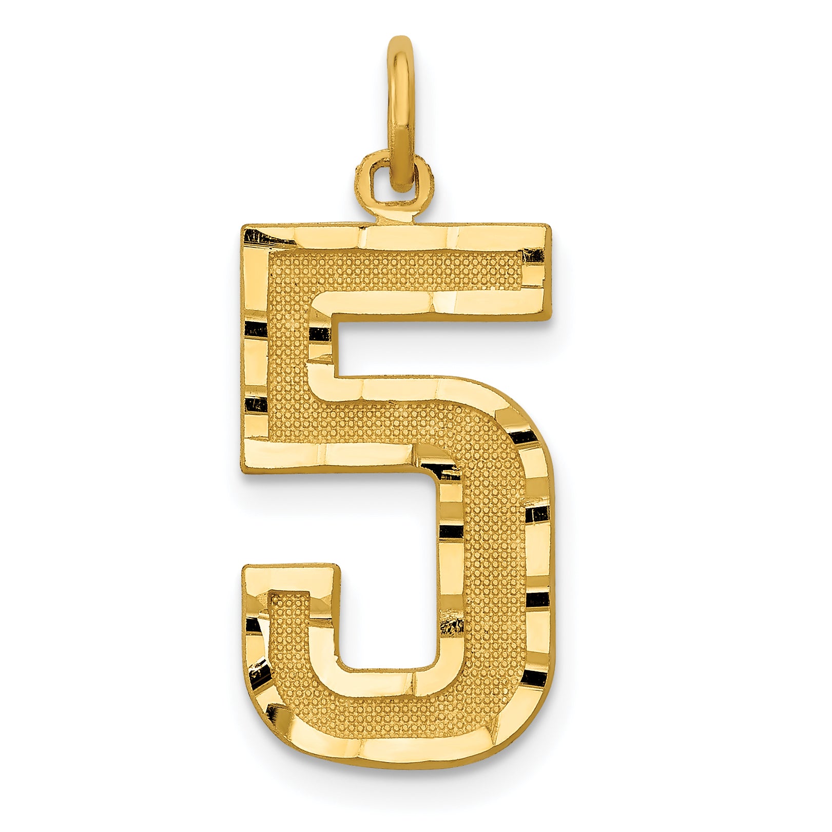 14k Large Brushed Diamond-cut Number 5 Charm Main image
