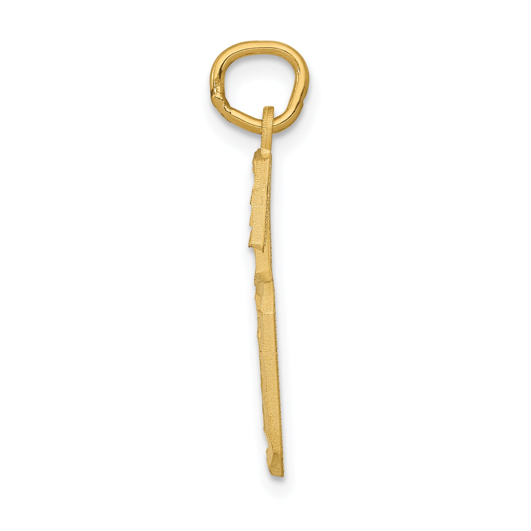 14K Gold Large Brushed Diamond-Cut Number 6 Charm Elegant, Themed Design