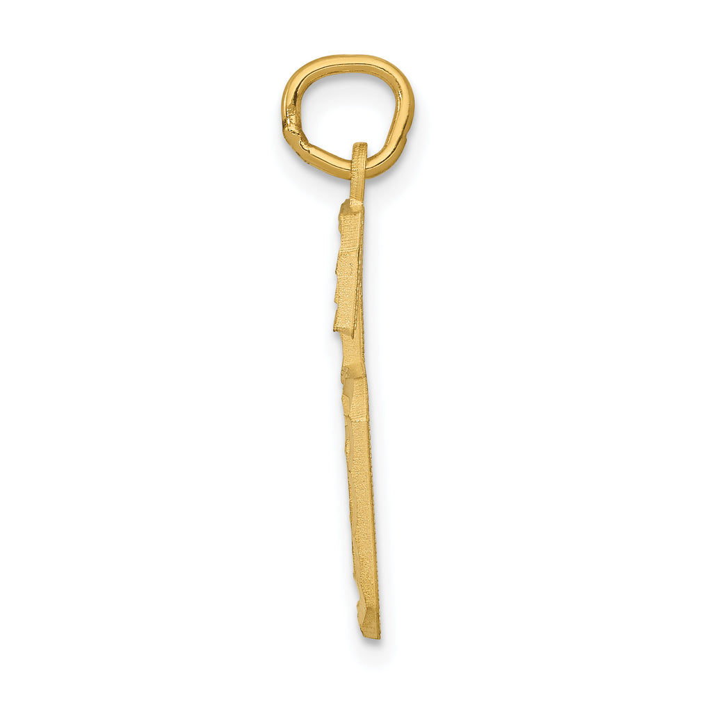 14K Gold Large Brushed Diamond-Cut Number 6 Charm Elegant, Themed Design