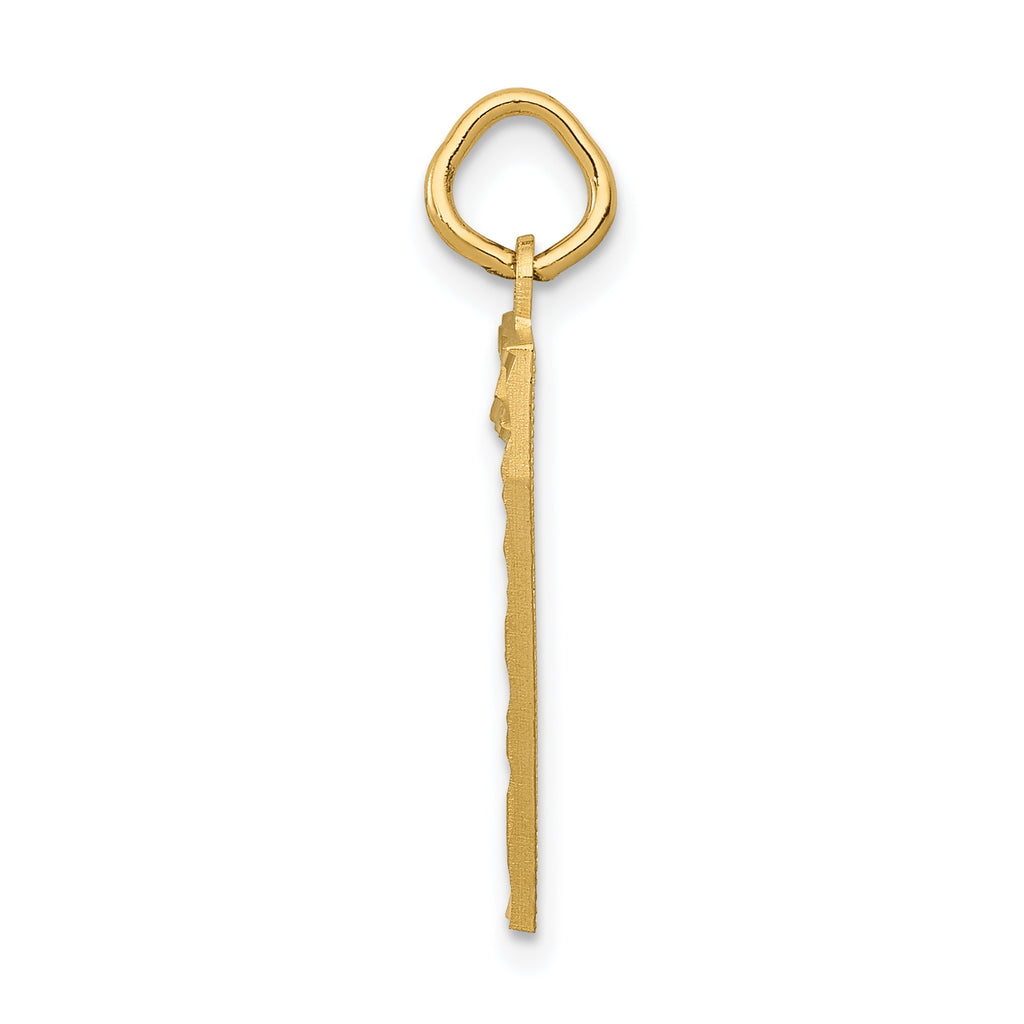 14K Gold Large Brushed Diamond-Cut Number 7 Charm