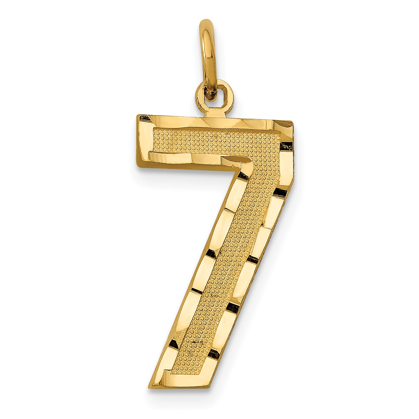 14k Large Brushed Diamond-cut  Number 7 Charm