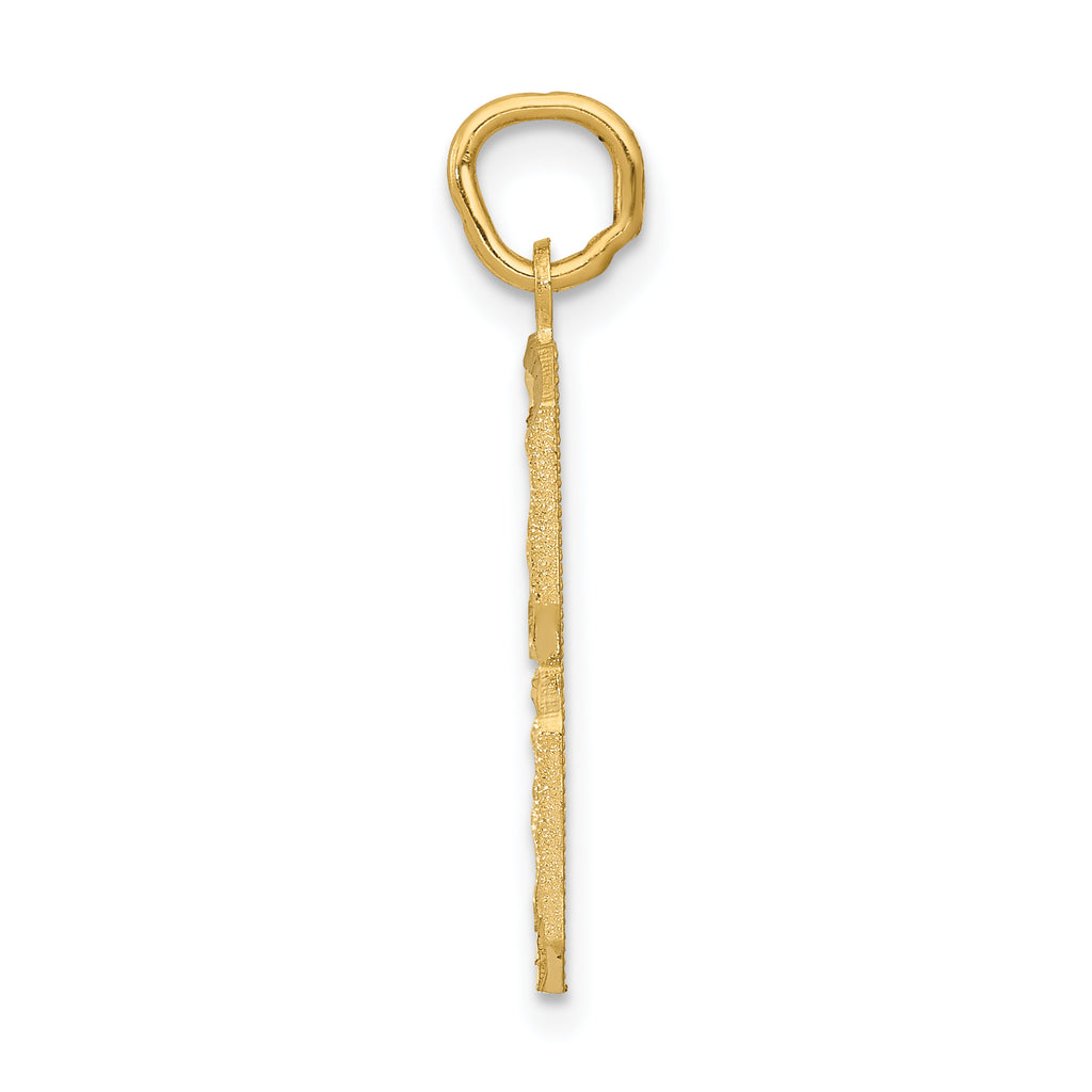 14K Gold Large Brushed Diamond-Cut Number 8 Charm