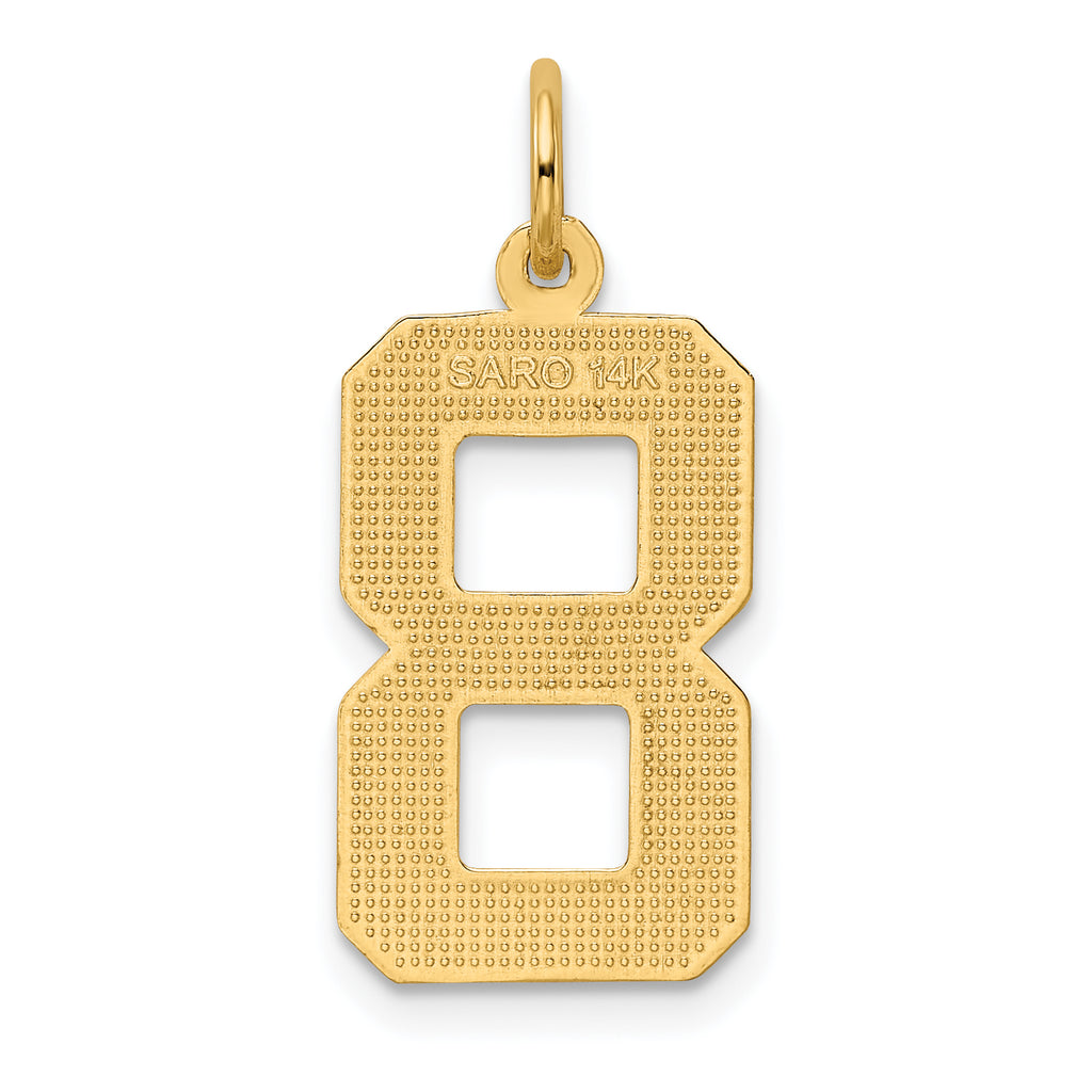 14K Gold Large Brushed Diamond-Cut Number 8 Charm