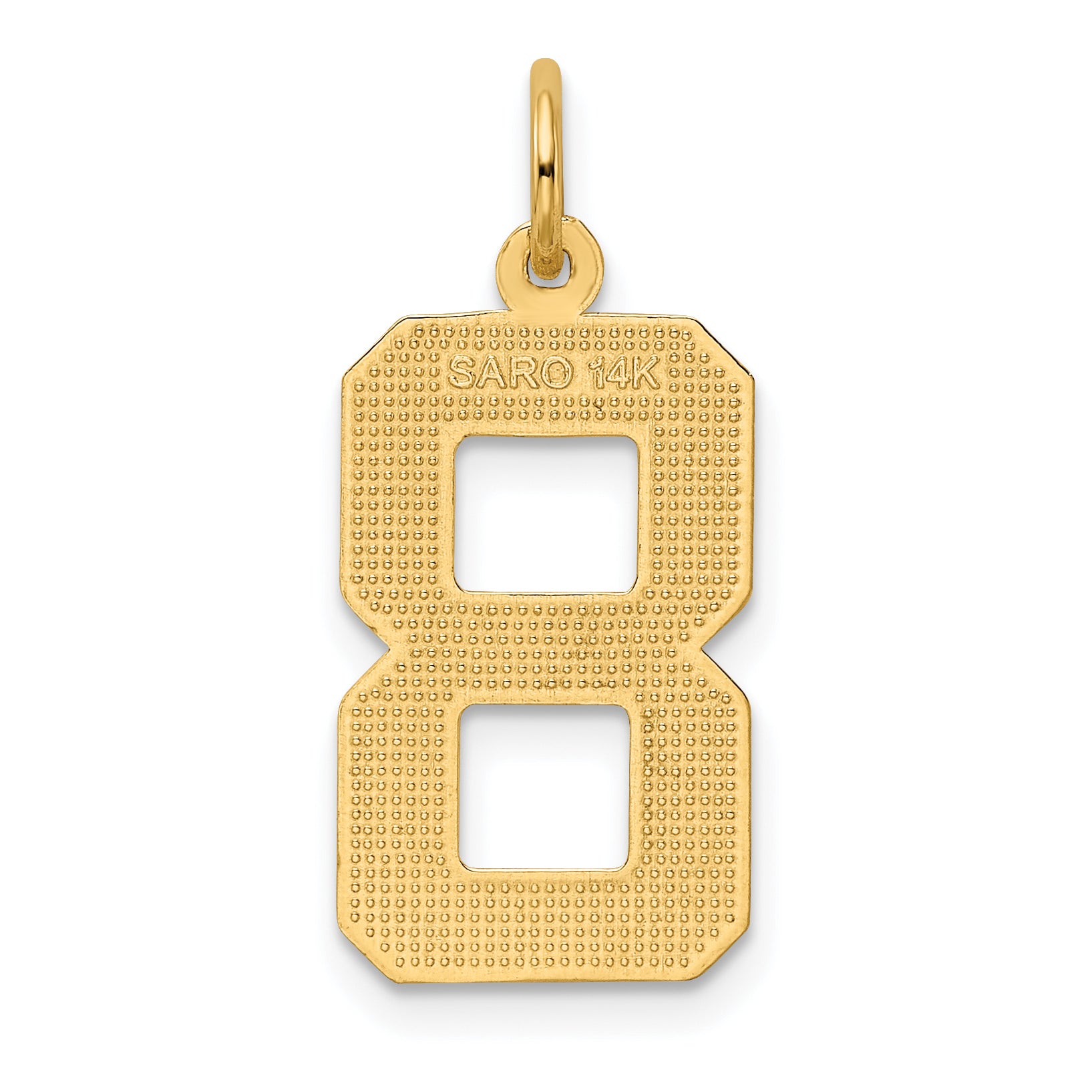 14K Gold Large Brushed Diamond-Cut Number 8 Charm