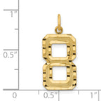 14K Gold Large Brushed Diamond-Cut Number 8 Charm