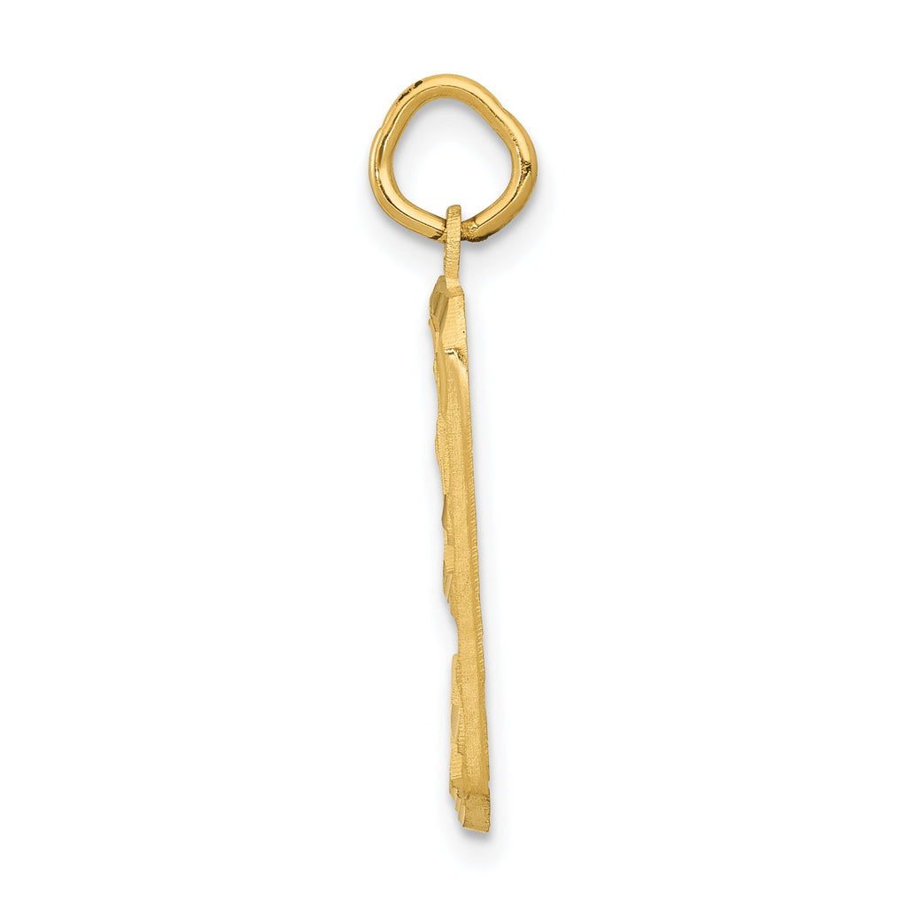 14K Gold Large Brushed Diamond-Cut Number 9 Charm