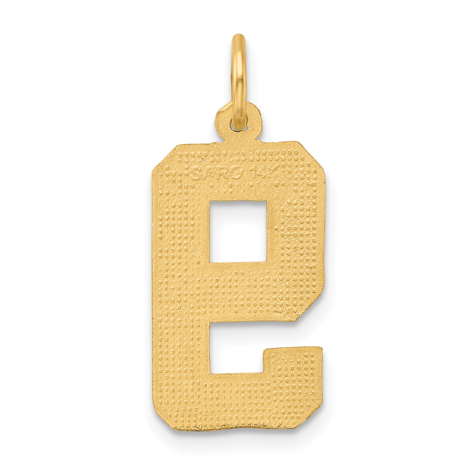 14K Gold Large Brushed Diamond-Cut Number 9 Charm