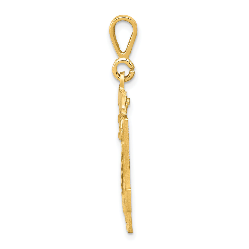 14k Large Brushed  Diamond-cut Number 24 Charm