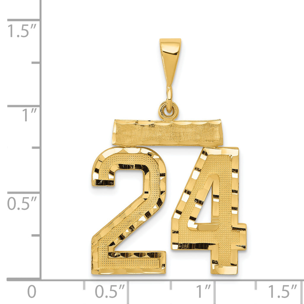 14k Large Brushed  Diamond-cut Number 24 Charm