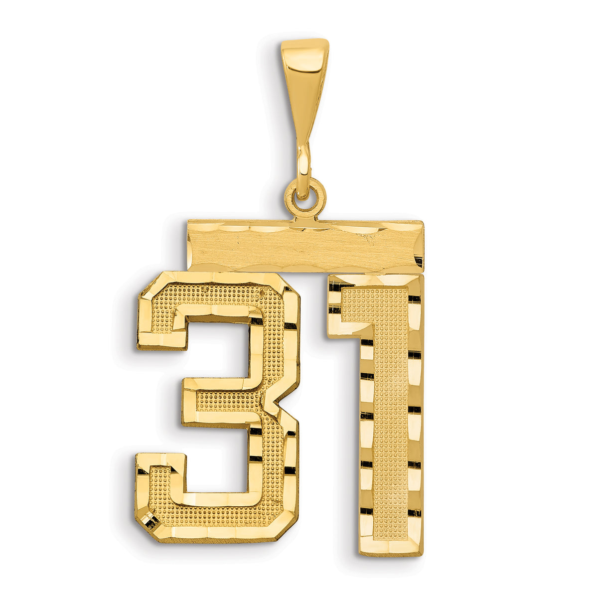 14k Large Brushed Diamond-cut Number 31 Charm