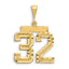 14k Large Brushed Diamond-cut Number 32 Charm