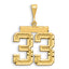 14k Large Brushed Diamond-cut Number 33 Charm