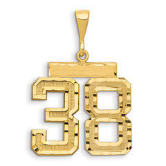 14k Large Brushed Diamond-cut Number 38 Charm
