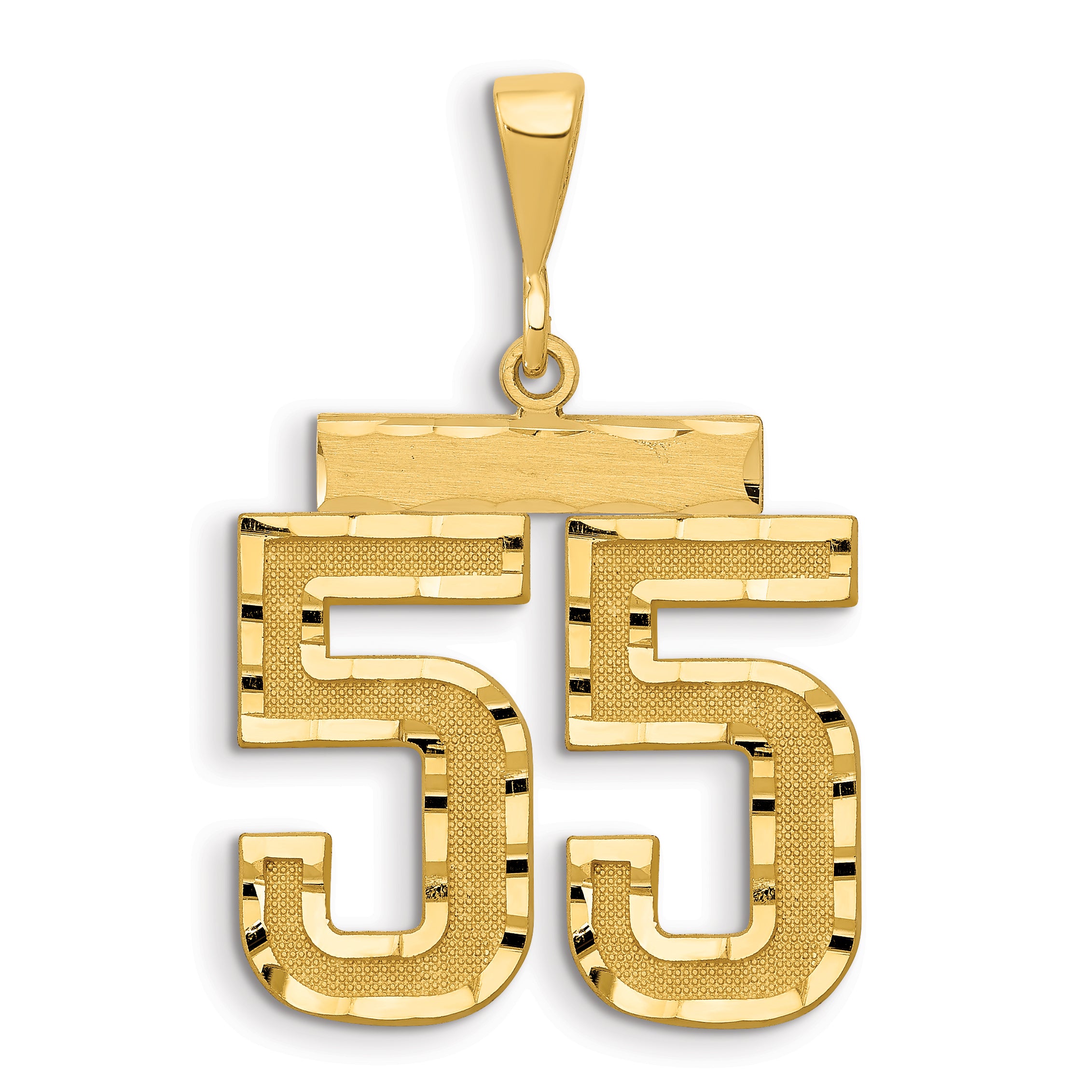 14k Large Brushed Diamond-cut Number 55 Charm