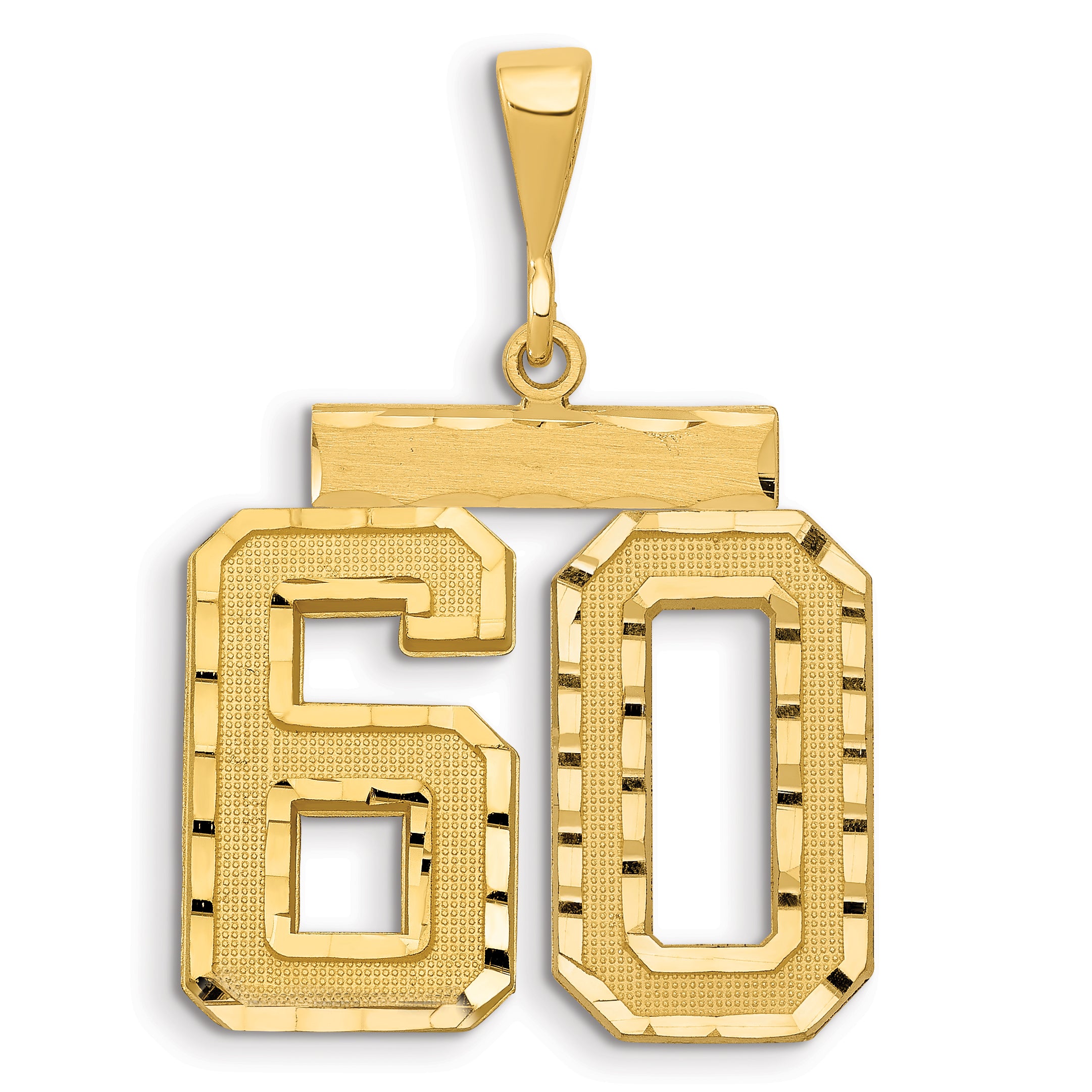14k Large Brushed Diamond-cut Number 60 Charm