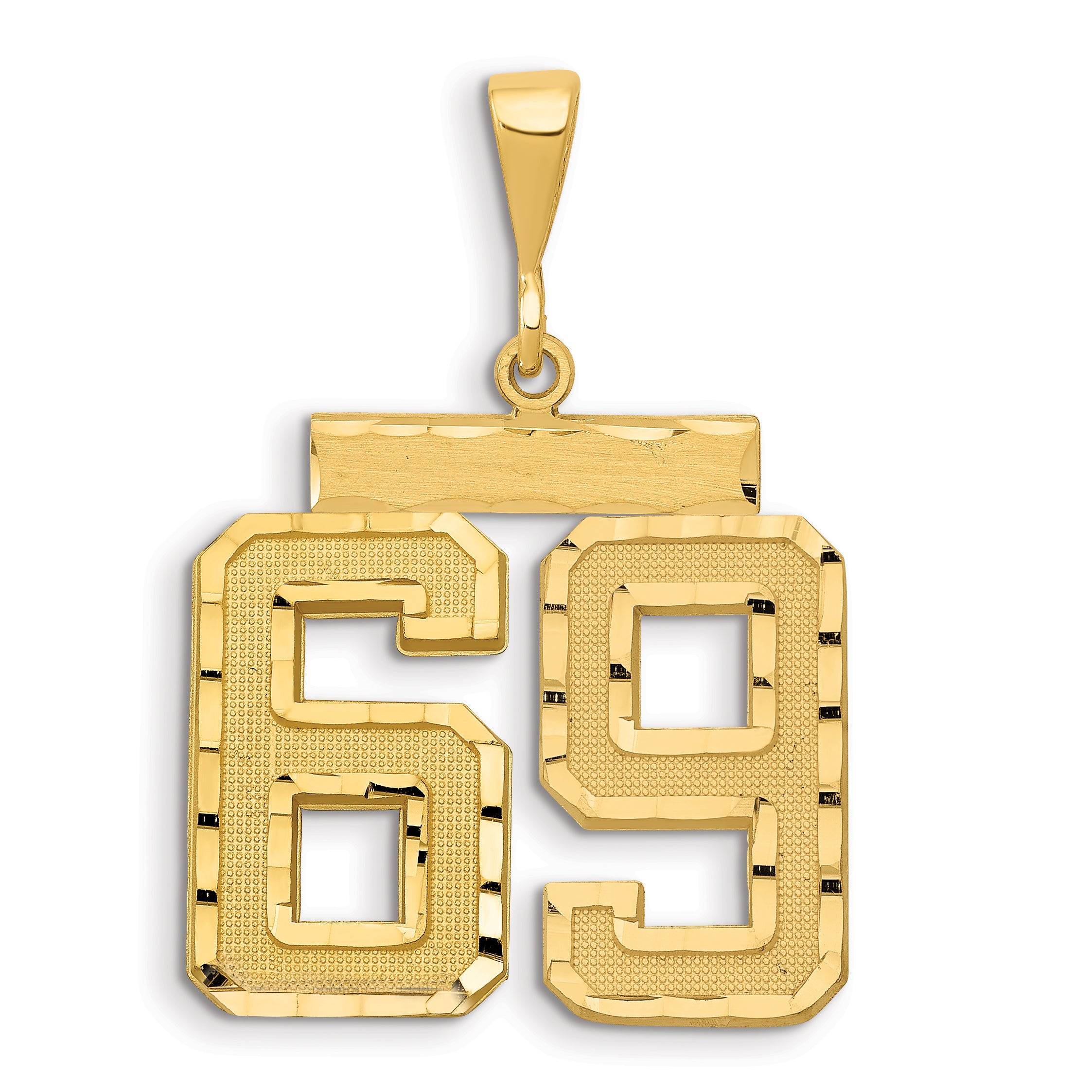 14k Large Brushed Diamond-cut Number 69 Charm