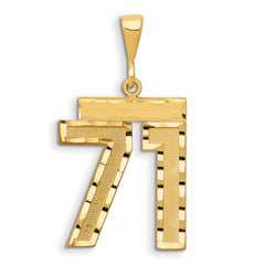 14k Large Brushed Diamond-cut Number 71 Charm