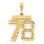 14k Large Brushed Diamond-cut Number 78 Charm