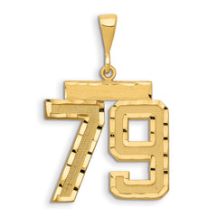 14k Large Brushed Diamond-cut Number 79 Charm
