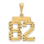 14k Large Brushed Diamond-cut Number 82 Charm
