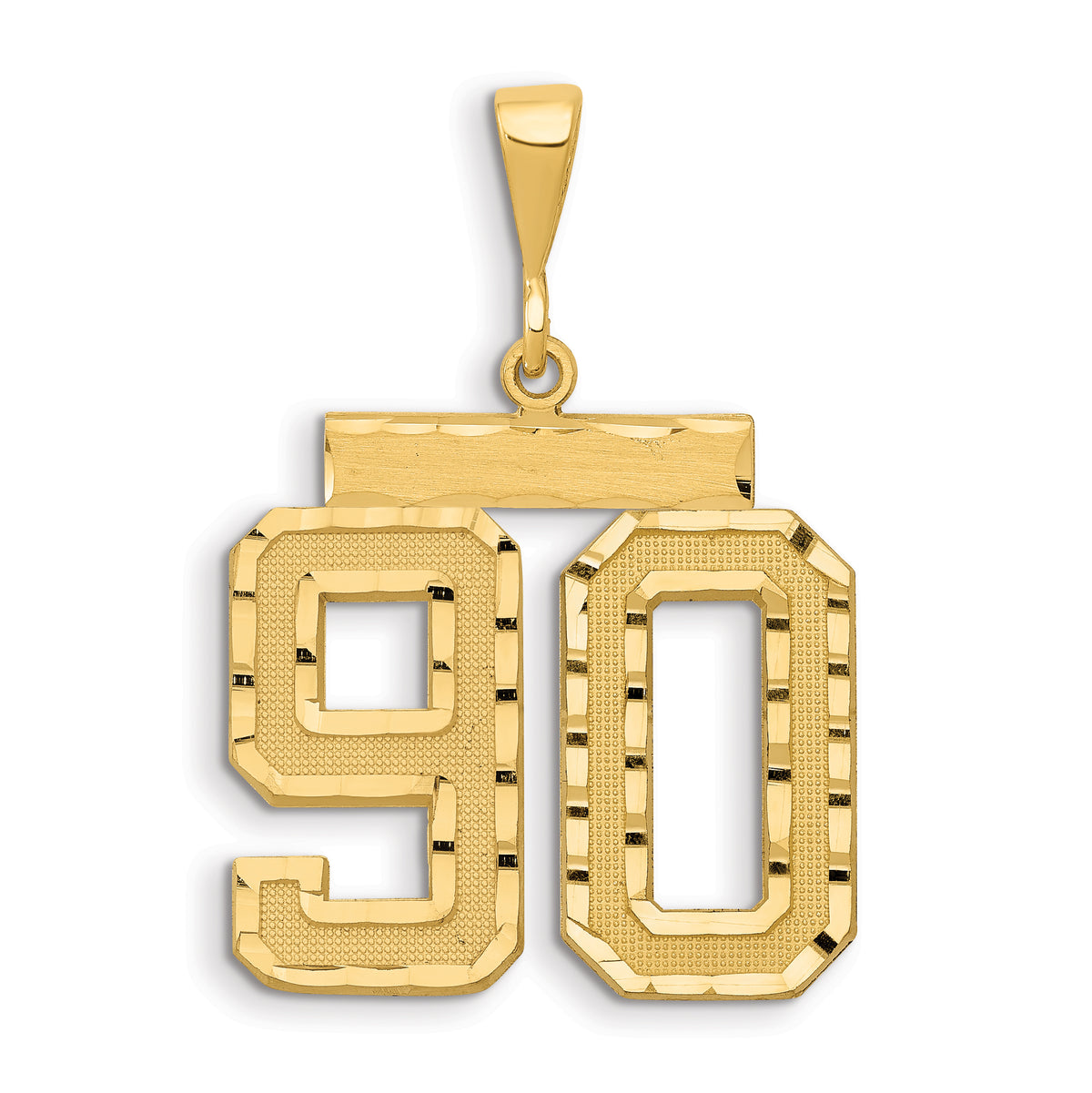 14k Large Brushed Diamond-cut Number 90 Charm