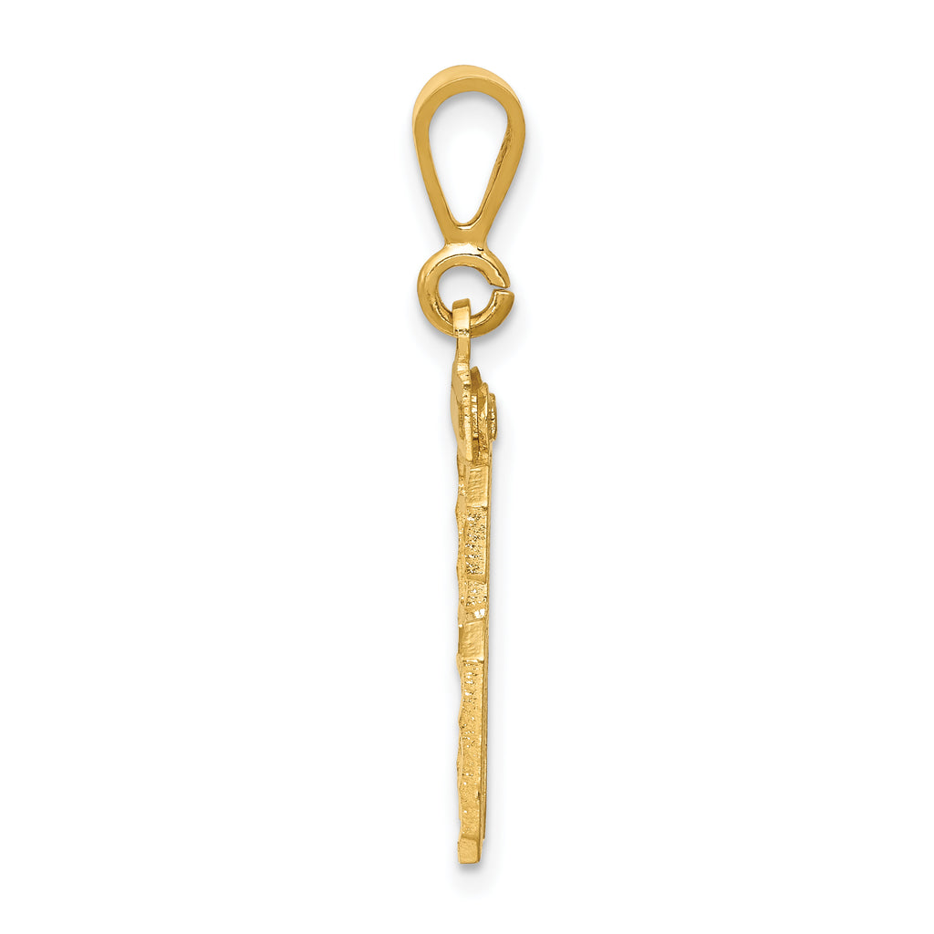 14K Gold Large Diamond-Cut Number 96 Charm with Brushed Finish