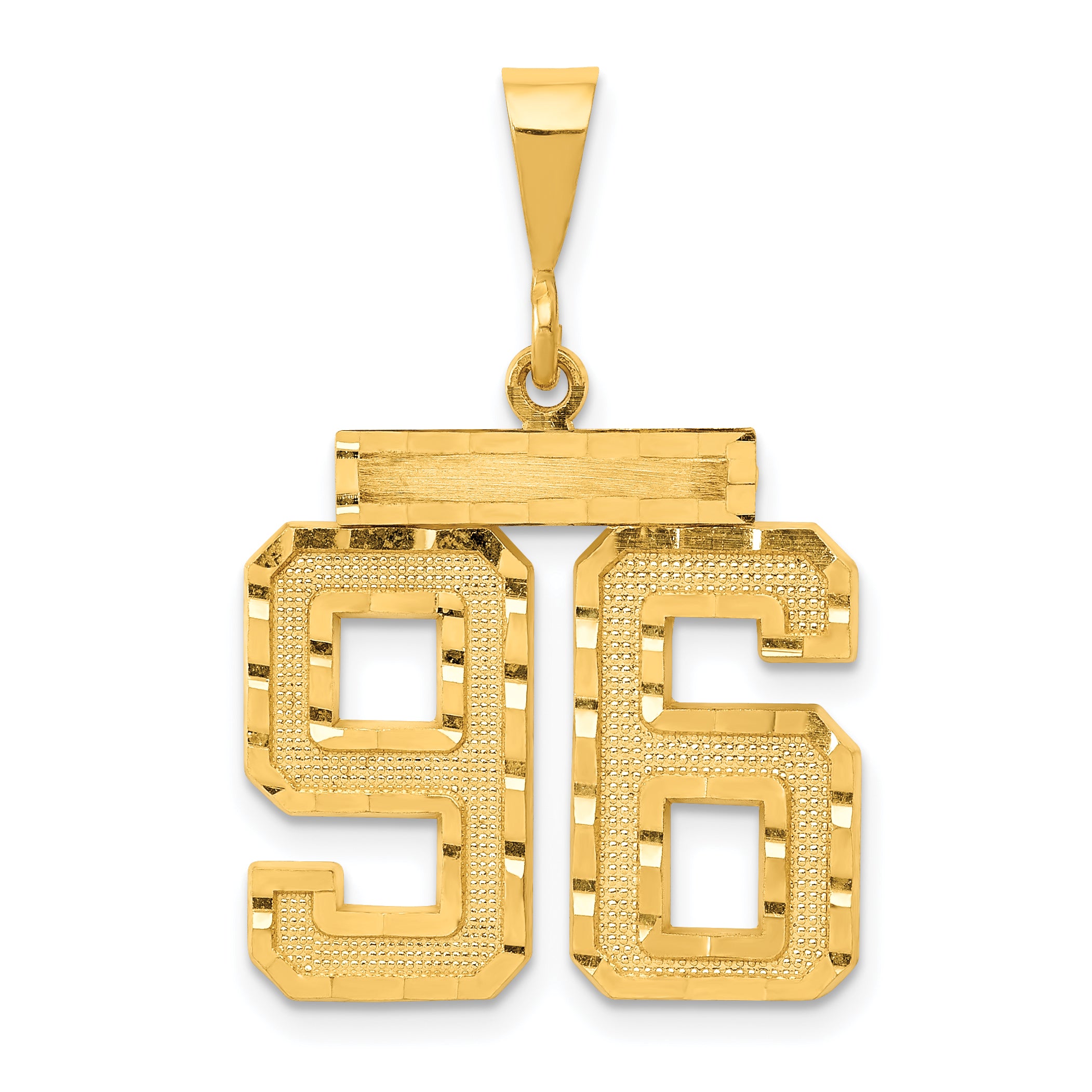 14k Large Brushed Diamond-cut Number 96 Charm