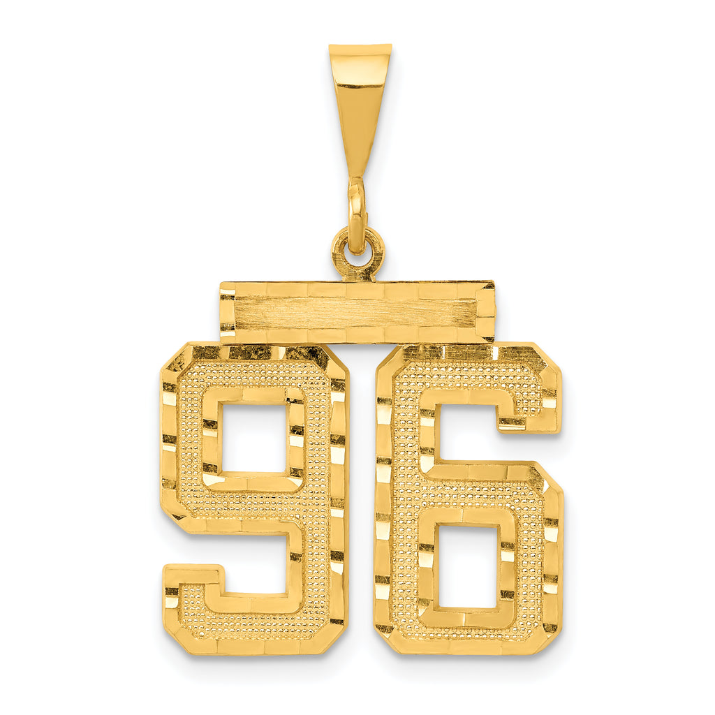 14k Large Brushed Diamond-cut Number 96 Charm