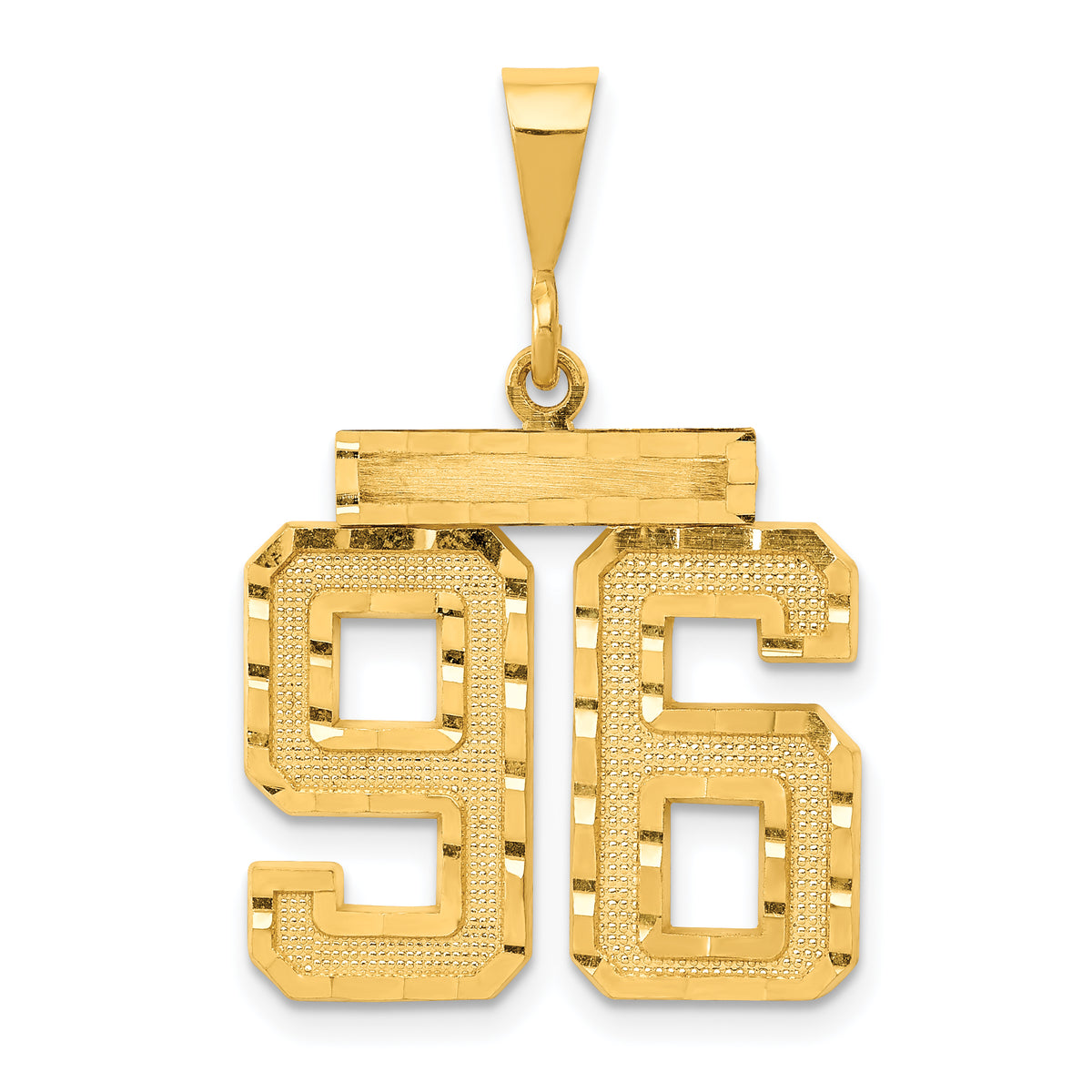 14k Large Brushed Diamond-cut Number 96 Charm