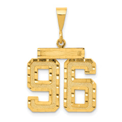 14k Large Brushed Diamond-cut Number 96 Charm