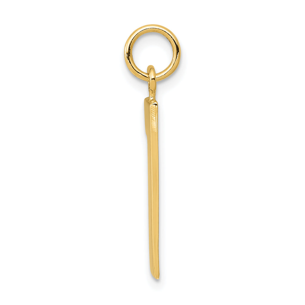 14K Gold Large Polished Number 1 Charm  Elegant Casted Design