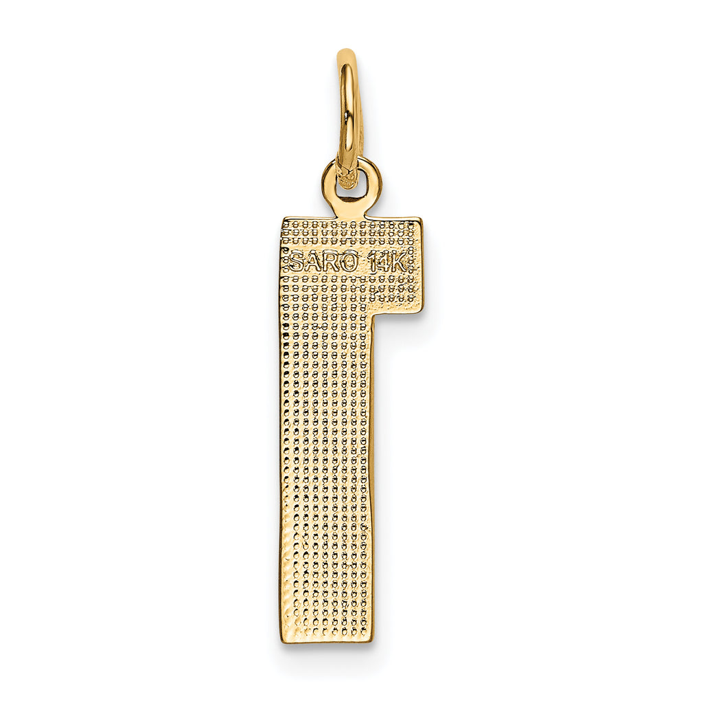 14K Gold Large Polished Number 1 Charm  Elegant Casted Design