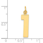 14K Gold Large Polished Number 1 Charm  Elegant Casted Design