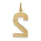 14K Gold Polished Number 2 Large Charm  Elegant Cast Design for Pendants