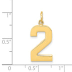 14K Gold Polished Number 2 Large Charm  Elegant Cast Design for Pendants